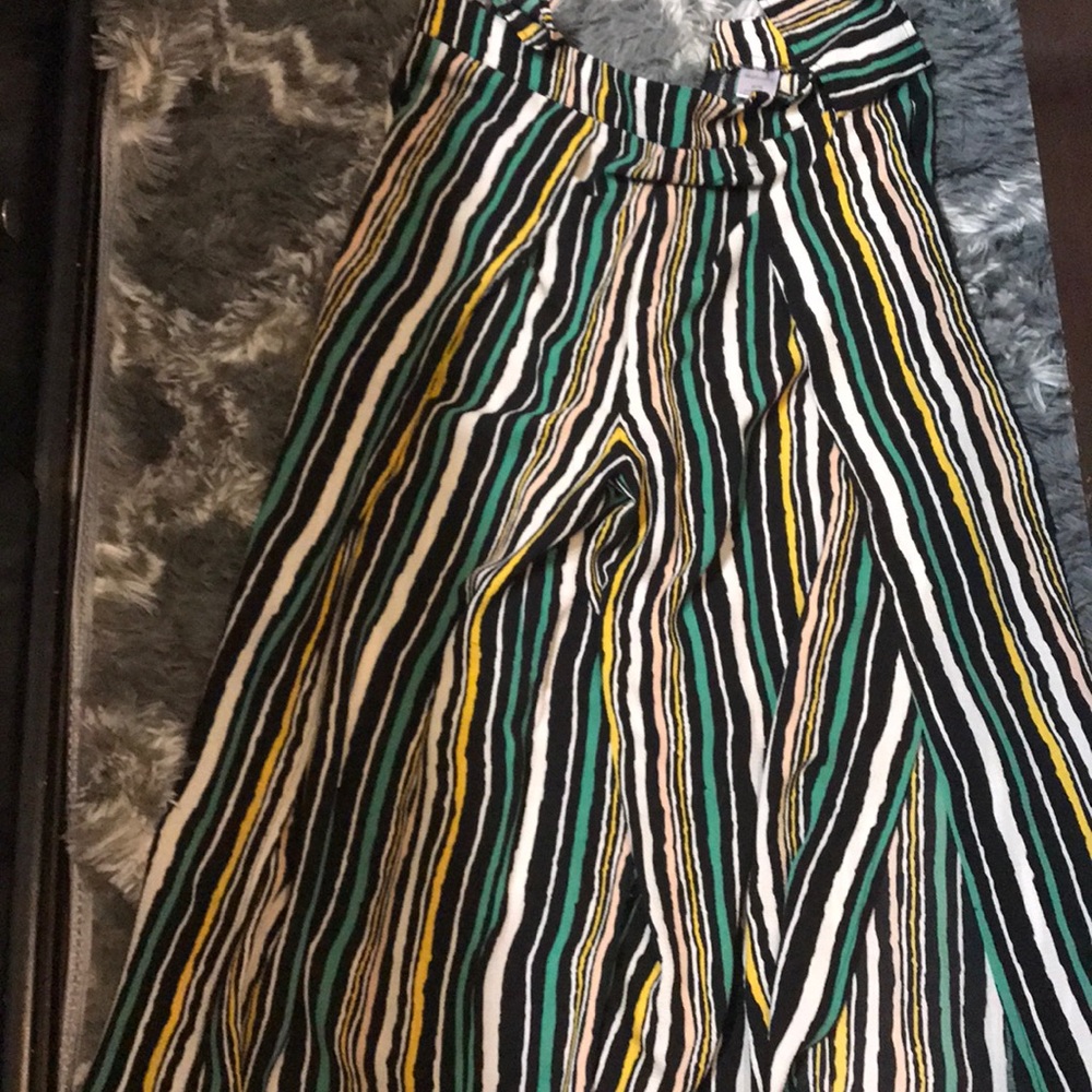 Striped pants with slits